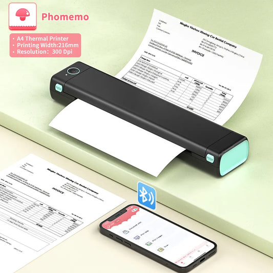 Phomemo M08F A4 Paper Printer Portable Thermal Printer Tattoo Printer Bluetooth Printer Compatible with Phone&Laptop for Office